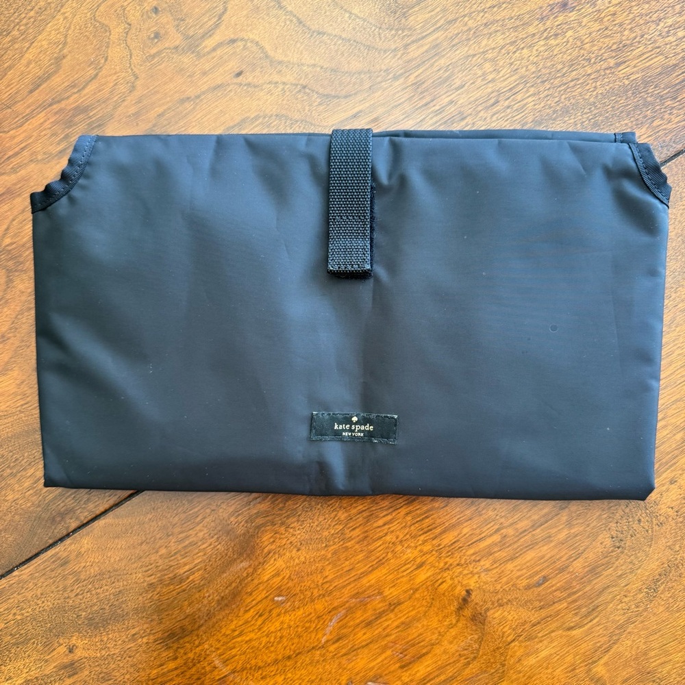 Kate Spade Black Baby Diaper Changing Pad Mat Nylon Foldable Velcro Portable